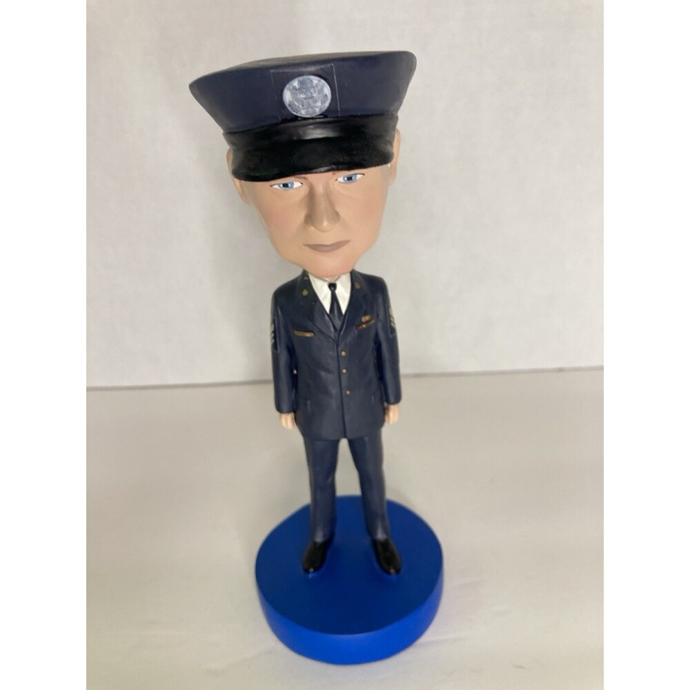 Military Bobblehead Military Uniform Navy Blue Patches USA Symbol Cap 7.5” T